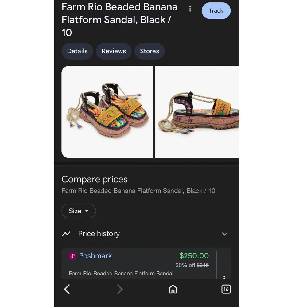 Farm Rio Beaded‎ Banana Flatform Sandals Black Multi Tropical Rope Tie Womens 7
